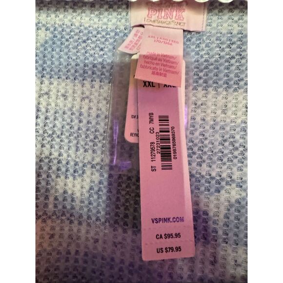 NWT blue fair isle VS pink x loveshackfancy waffle long thermal pj pajama set - Picture 11 of 13